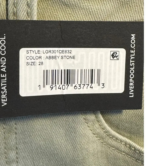 NEW Liverpool Men’s Relaxed Straight Jeans Green Size 28X32 Stretch Denim NWT - Picture 4 of 5